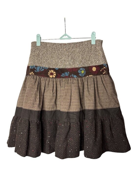 karen atelson Dresses & Skirts - Karen Atelson A-Line Knee Length Skirt 2 Mixed Media Patterns Wool Blend Lined